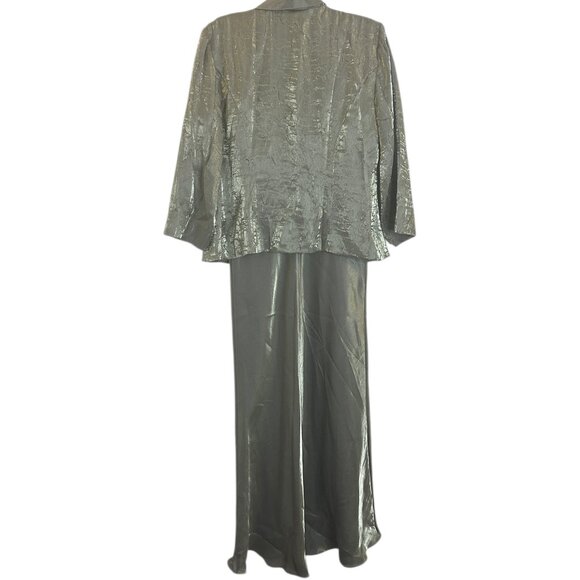 Oblique Women’s 2 Pc Formal Gown & Jacket Metallic Green Sz 14 Gala MOB - Picture 6 of 9
